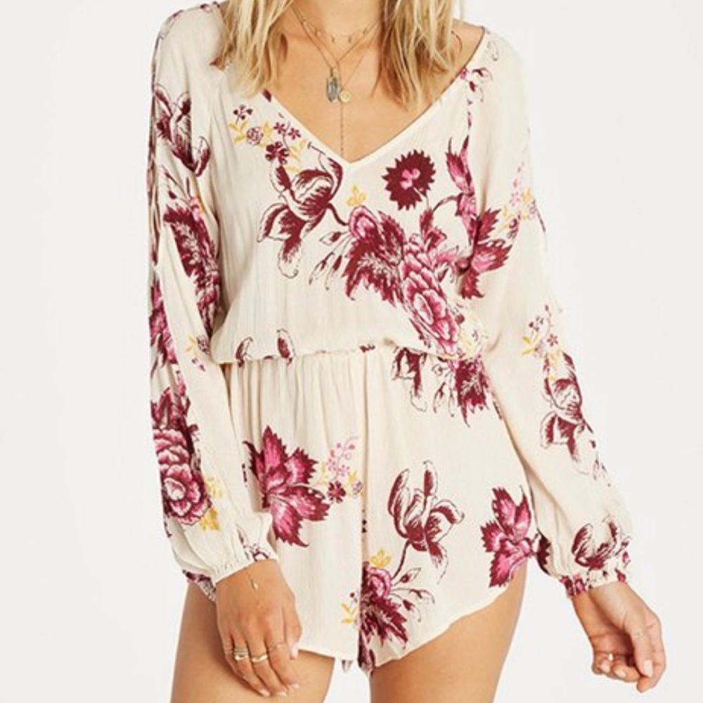 Billabong Ivory Moonlight Lace-up Romper